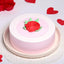 Vanilla Rose Cake - Elegant and Delicious | Rose Sponge with pink frosting and red rose design, ideal for anniversaries and same day delivery.