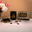 Black Sequence Rehal Hamper - Luxury Quran Gift Set featuring velvet Quran, glittered Rehal, Tasbeeh, and bookmark in a decorative box.