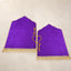 Pair of purple Janamaz with personalized names in yellow heart design. Included in the Bridal Quran Gift Set for couples.