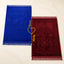 Blue & Maroon Janamaz Set for couples with heart design and personalized names, ideal for weddings and Islamic gifting occasions.