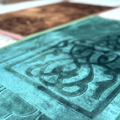 Brown & Green Rectangle Couple Janamaz with Heart