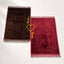 Brown & Maroon Couple Janamaz Set with heart design, featuring elegant Islamic motifs and soft velvet texture for wedding or bridal gifts.
