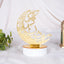 Eid Mubarak Calligraphy Stand in gold with crescent moon design, a modern home decor piece for Ramadan celebrations.
