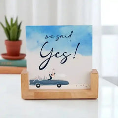 We Said Yes Frame - Personalized Acrylic Photo with wooden base, perfect for romantic home decor or anniversary gifts for couples.
