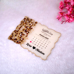 Rose and Gold Flakes Calendar Couple Frame