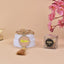 Golden Crystal Tasbeeh - 100 Beads with name 'Alisha', displayed on a white stand with tassel and PVC gift box, ideal for Islamic gifting.