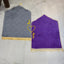 Couple Janamaz Set in grey and purple with heart design and personalized names, ideal for wedding or bridal gifts in Islamic prayer rituals.