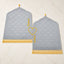 Velvet prayer mats in grey and navy with gold tassels labeled 'Zulekha' and 'Saleha' from the Bridal Sawab-e-Jariya Gift Set.