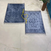 Grey & Grey Rectangle Couple Janamaz with Heart