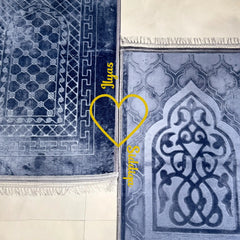 Grey & Grey Rectangle Couple Janamaz with Heart