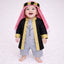 Baby boy wearing traditional black and gold embroidered thobe with red and white checkered headscarf