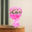 Exotic Pink Roses Bouquet with 8 pink roses, white fillers, and pink ribbon wrap. Ideal for expressing affection or gifting on special occasions.