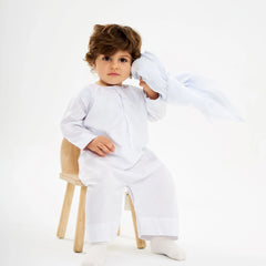 White Thobe Romper for Baby Boys