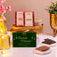 Sweet Treats Hamper - Ramadan Gifts featuring premium chocolates, almonds, and a festive greeting card in a golden tray. Ideal for Eid gifting.