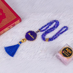 Blue Crystal Tasbeeh with name (100 beads)