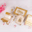 Complete Amaanat-e-Nikaah Quran gift set in offwhite with glitter accents, including rehal, tasbeeh, and Islamic calligraphy box for bridal gifting.