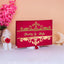 Personalized Maroon Nikah Nama velvet box with gold Islamic motifs and couple's names, ideal for wedding ceremony gifting and keepsakes.