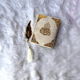 Offwhite Mini Quran with Feather Bookmark