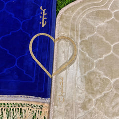 Offwhite & Blue Dome Couple Janamaz with Heart