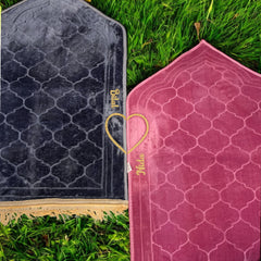 Grey & Pink Dome Couple Janamaz with Heart