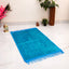 Turquoise Blue Prayer Rug in soft velvet with mosque motif, ideal for Ramadan or Eid gifts. Elegant rectangle Janamaz for daily prayers.