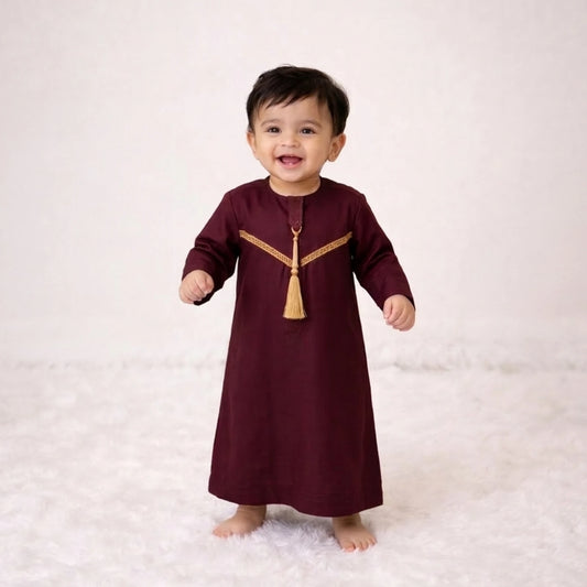 Maroon Omani Thobe for Baby Boy