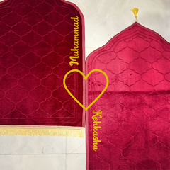Maroon & Maroon Dome Couple Janamaz with Heart