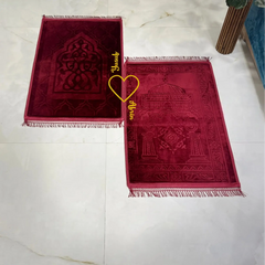 Maroon & Maroon Rectangle Couple Janamaz with Heart