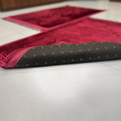 Maroon & Maroon Rectangle Couple Janamaz with Heart