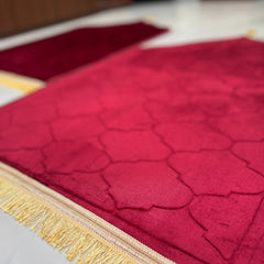 Maroon & Maroon Dome Couple Janamaz with Heart