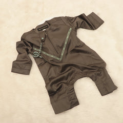 Charcoal Green Thobe Romper for Baby Boys