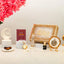Ramadan Gift Box by Mubarak Moments featuring golden Islamic calligraphy box, tasbeeh, prayer book, and spiritual essentials for Ramadan.