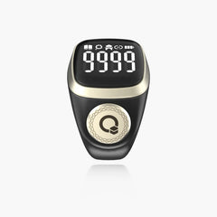 Black Noor Zikr Ring 2.0 with digital display showing 9999, combining tradition with smart prayer technology.