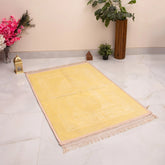 Custom Prayer Rug - Luxury & Personalization | Plush Velvet in offwhite with intricate mosque design, ideal for Ramadan gifts and daily spiritual use.