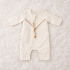 Offwhite Thobe Romper for Baby Boys