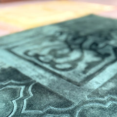 Offwhite & Green Rectangle Couple Janamaz with Heart