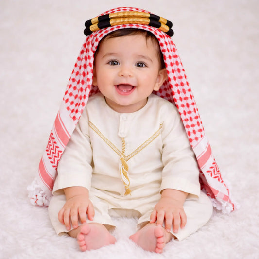 Offwhite Omani Thobe Romper Set for Baby Boy