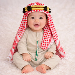 Khakhi Grey Omani Thobe Romper Set for Baby Boy
