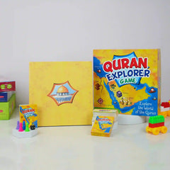 Quran Explorer Game packaging with colorful design on a white background