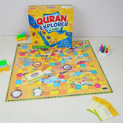 Quran Explorer Game set with board, box, and pieces on a white background
