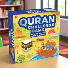 Quran Challenge Game box on a table with a colorful design
