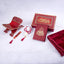 Maroon Bridal Hamper from The Bling Collection featuring Quran, Janamaz, tasbih, and accessories. Ideal premium Quran gift set for weddings and Nikkah.