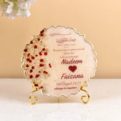 8" inches Rose Petal Floral Couple Frame