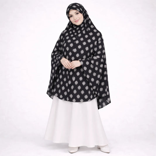 Siyah Al Noor Knee Length Printed Cotton Namaz Makhna