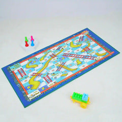 Colorful board game with pieces on a white background