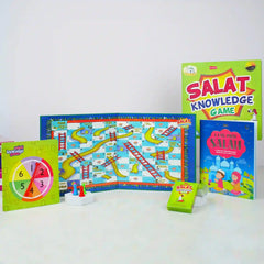 Board game set with colorful components on a white background