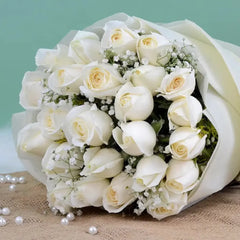 Power of Wishes White Roses Bouquet