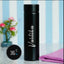 Personalized LED temperature bottle in matte black with custom name 'Vartika', smart display shows 36°C. Ideal for stylish, insulated hydration.