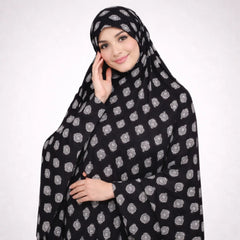 Siyah Al Noor Knee Length Printed Cotton Namaz Makhna