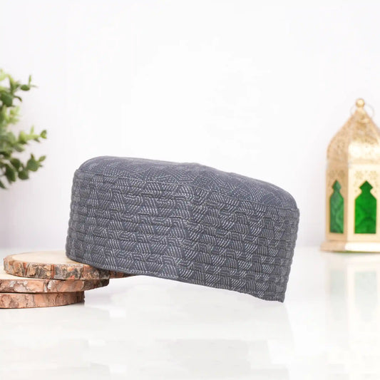 Grey Jabal Koofi Namaz Topi for men, lightweight and comfortable, religious veil accessory